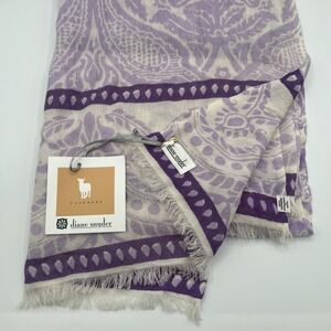 NWT Diane Snyder Cashmere Hand Loomed In Nepal Scarf Wrap Multicolor Purple